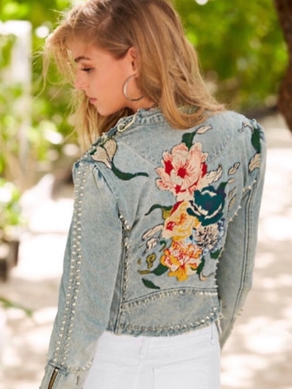 Blank NYC Studded Embroidered Jean Jacket - Picture 2 of 3